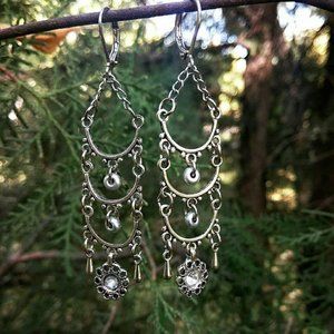 Vintage Beads and Rhinestones Dangle Earrings